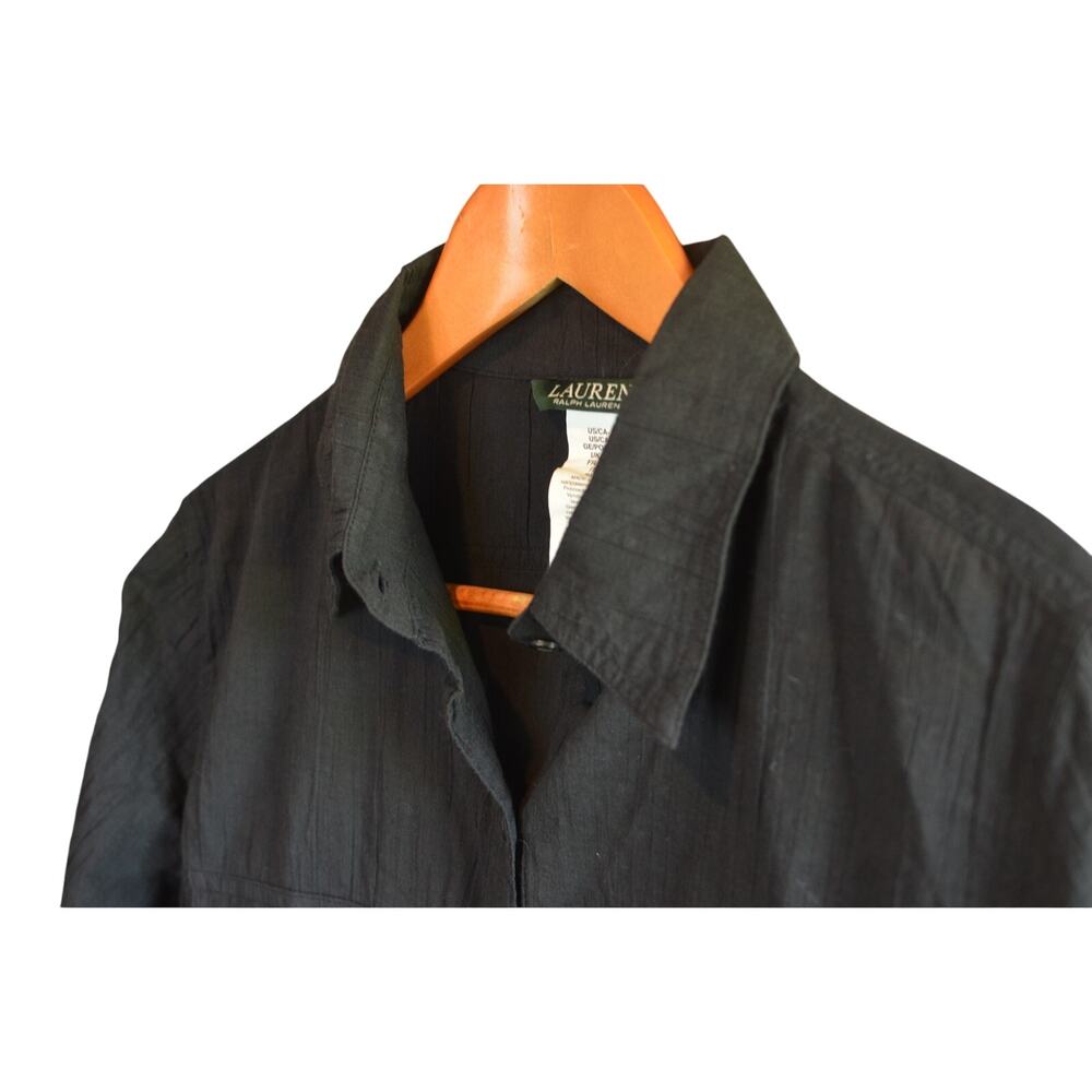 Lauren Ralph Lauren Crushed Cotton Cover-Up Shirt Black - Picture 7 of 8